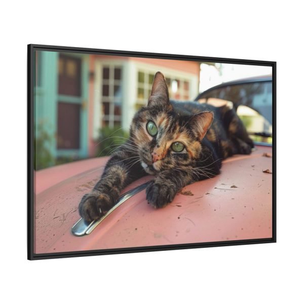 934478611611288836_2048.jpeg Calico Cat On Car Framed Canvas
