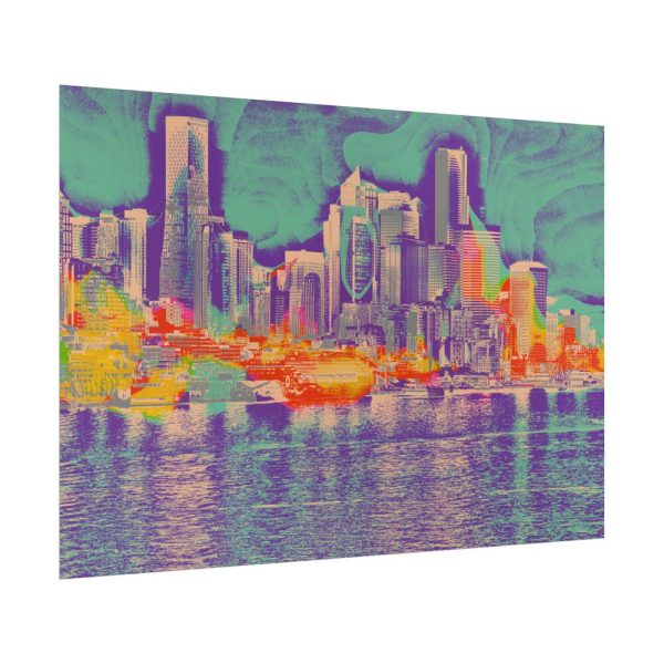 Pop Art Seattle Skyline Print Poster