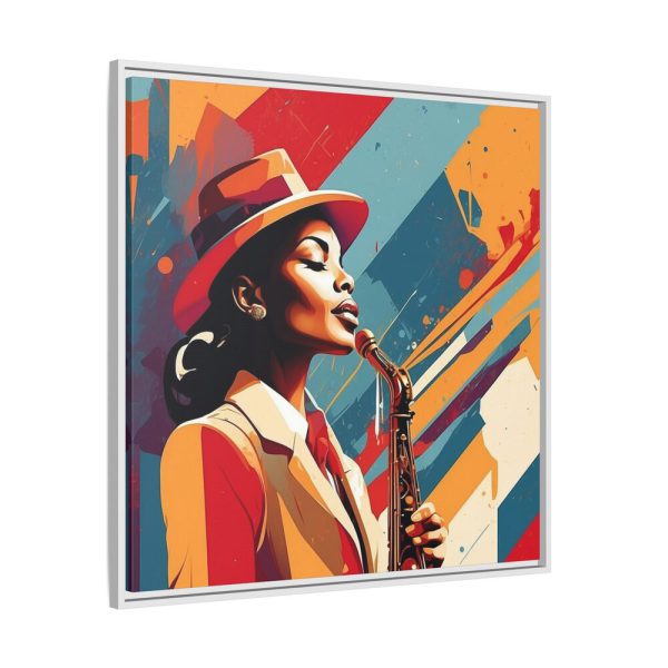 10357010687584842444_2048.jpeg Beautiful Black Woman Jazz Musician Framed Canvas
