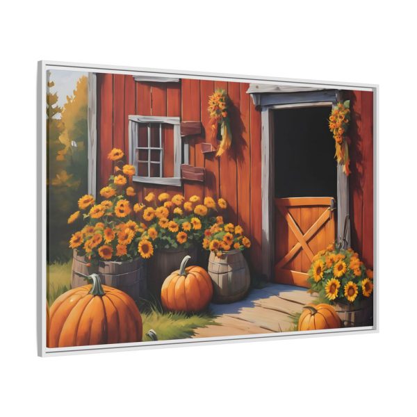 1039328459407235650_2048.jpeg Barn Pumpkin Flowers Autumn Framed Canvas