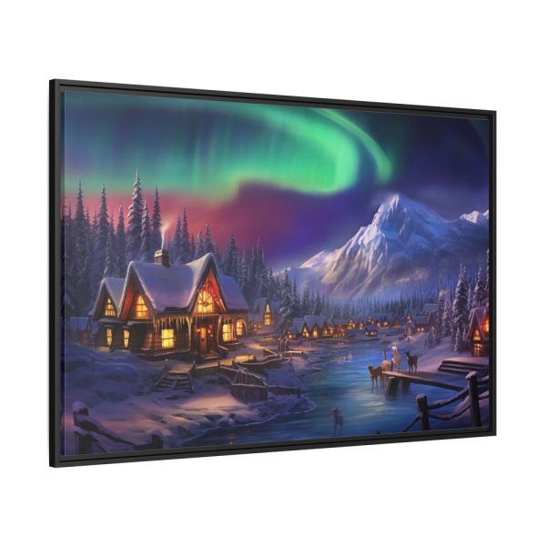 10568984889142781565_2048.jpeg Cottage In Winter With Northern Lights Framed Canvas