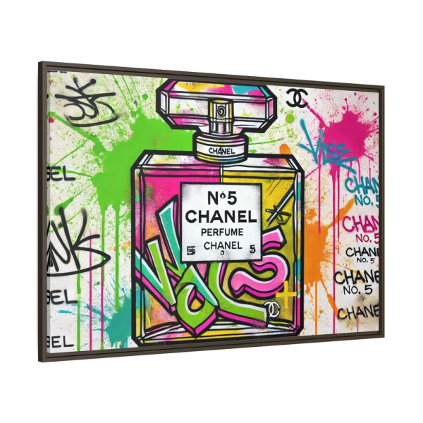 Graffiti-Style Artwork of Chanel No. 5 Perfume Bottle Framed Canvas