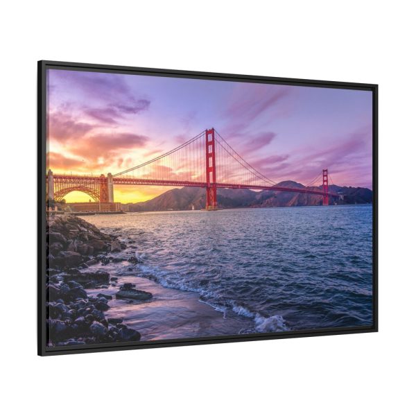 Sunset Over Golden Gate Bridge Framed Canvas