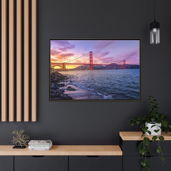 Sunset Over Golden Gate Bridge Framed Canvas