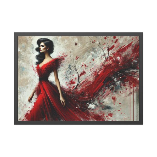 11290796453599004270_2048-1.jpeg Stylized Woman in Flowing Red Dress Framed Poster