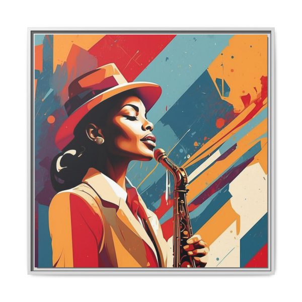 11596450476572667969_2048.jpeg Beautiful Black Woman Jazz Musician Framed Canvas