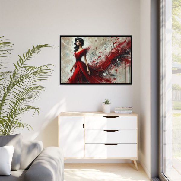 11776260307303307067_2048.jpeg Stylized Woman in Flowing Red Dress Framed Canvas