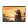 Beautiful Vintage Woman Beach Art Framed Canvas