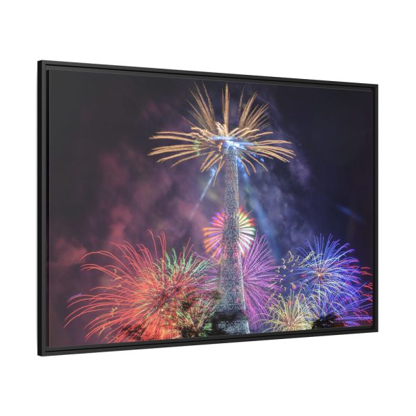 Fireworks at Eiffel Tower Framed Canvas