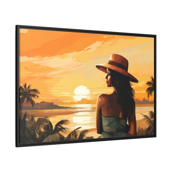 Beautiful Vintage Woman Beach Art Framed Canvas