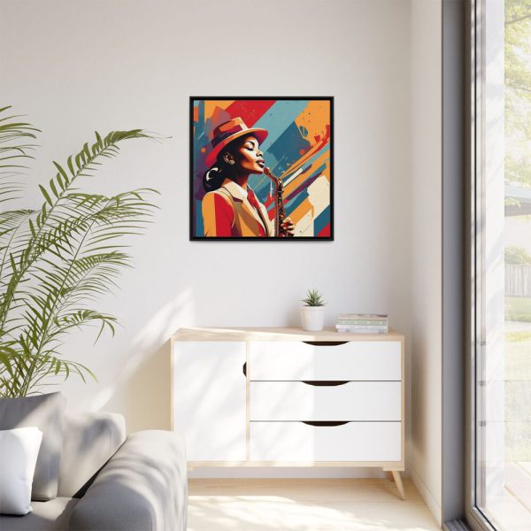 12021966253909726754_2048.jpeg Beautiful Black Woman Jazz Musician Framed Canvas