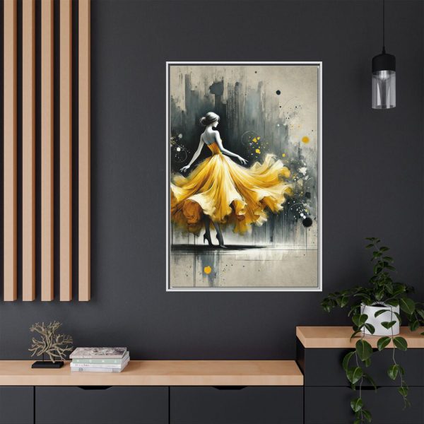 12036533478788254753_2048.jpeg Graceful Woman in Bright Yellow Dress Framed Canvas