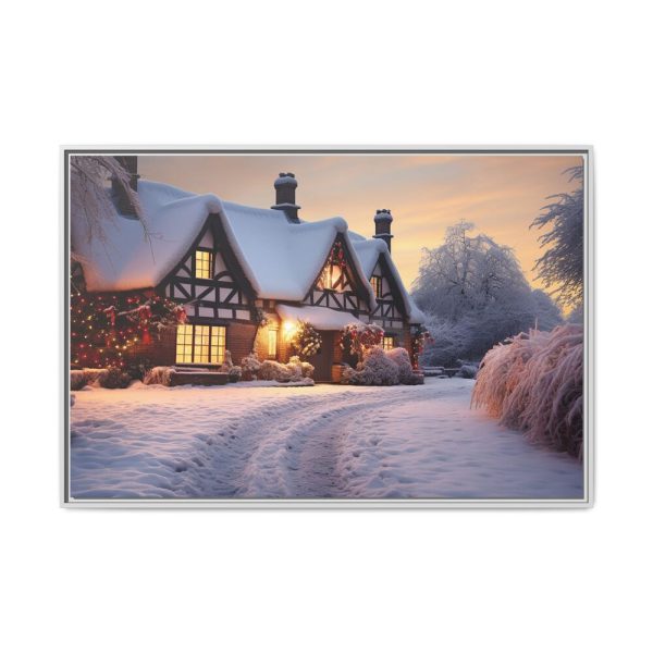 12171810502599863433_2048.jpeg Half Timbered Cottage In Winter Framed Canvas