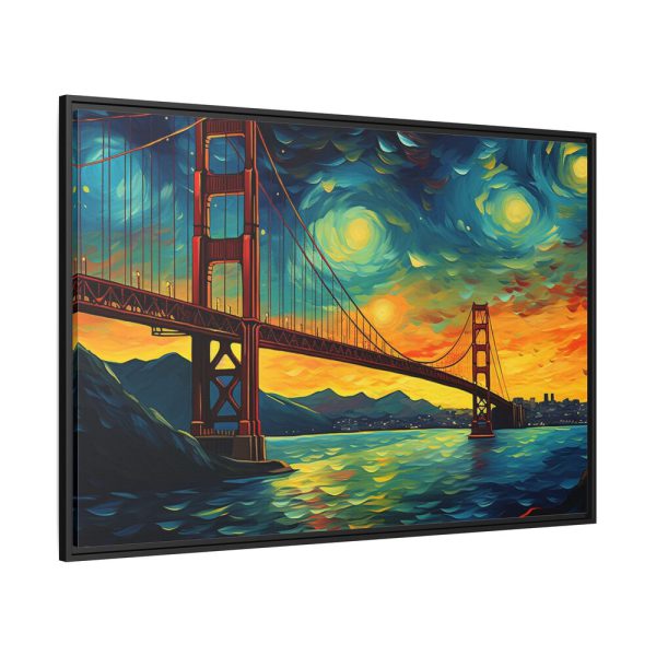 Colorful and Dramatic Golden Gate Bridge Framed Canvas
