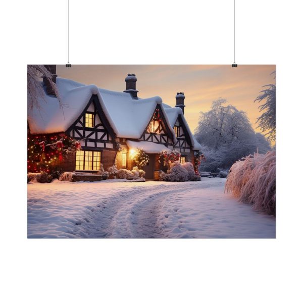 Half Timbered Cottage In Winter Poster