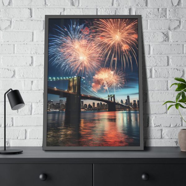 12572671542262424885_2048.jpeg Brooklyn Bridge NYC Fireworks Framed Poster