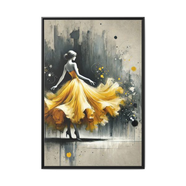 12711504584875799371_2048.jpeg Graceful Woman in Bright Yellow Dress Framed Canvas