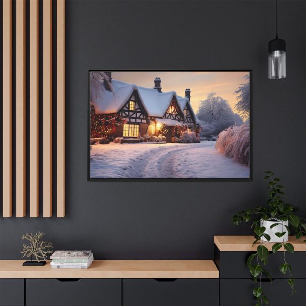 12971114273644540362_2048.jpeg Half Timbered Cottage In Winter Framed Canvas