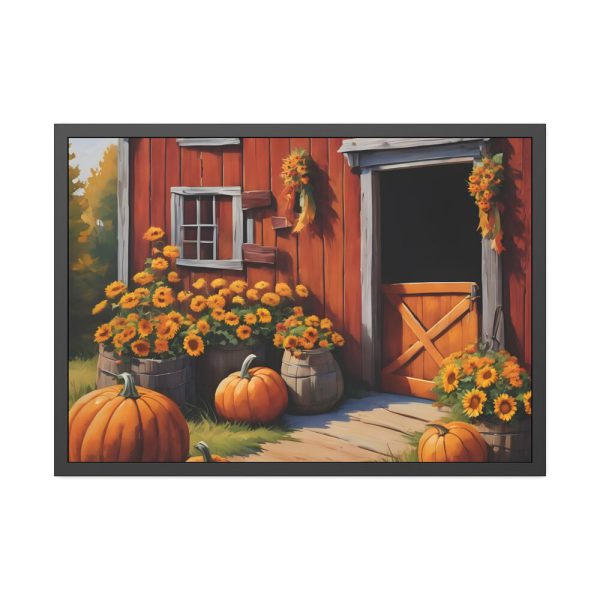 12977907746963890443_2048-1.jpeg Barn Pumpkin Flowers Autumn Framed Poster