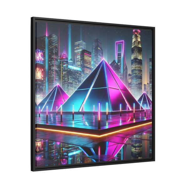 13071101016336390937_2048.jpeg Pyramids Illuminated by Neon Lights Framed Canvas
