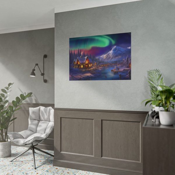 13089544603140092333_2048.jpeg Cottage In Winter With Northern Lights Poster
