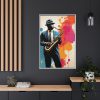 13435565235945728919_2048.jpeg Abstract Saxophone Jazz Player Art Framed Canvas