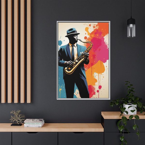 13435565235945728919_2048.jpeg Abstract Saxophone Jazz Player Art Framed Canvas