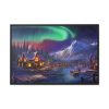 13463346202494285107_2048.jpeg Cottage In Winter With Northern Lights Framed Canvas