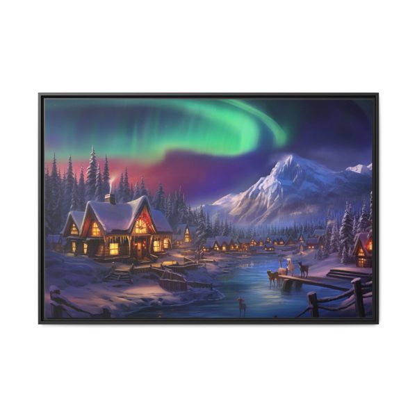 13463346202494285107_2048.jpeg Cottage In Winter With Northern Lights Framed Canvas