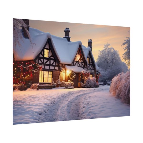 Half Timbered Cottage In Winter Poster