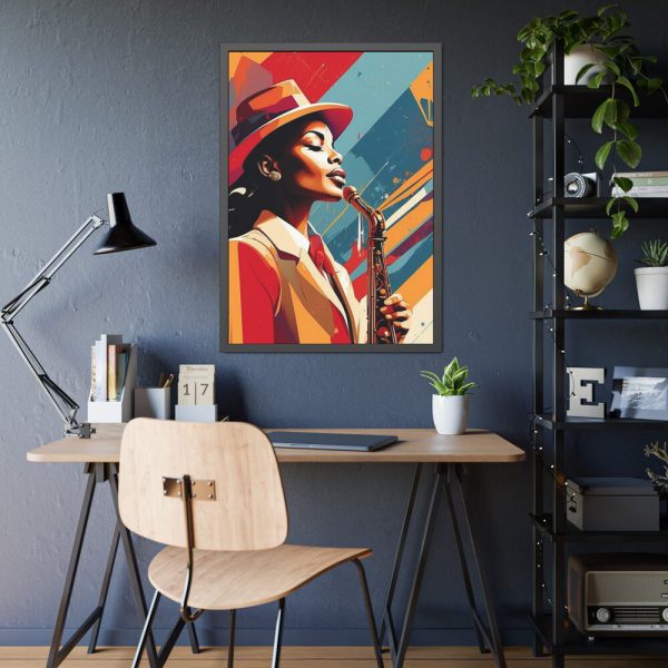 Beautiful Black Woman Jazz Musician Framed Poster