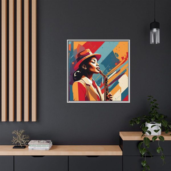 13961131621720647685_2048.jpeg Beautiful Black Woman Jazz Musician Framed Canvas