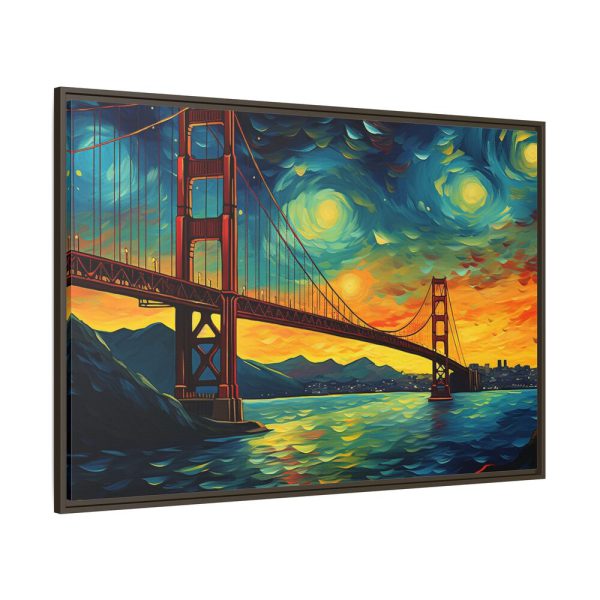 Colorful and Dramatic Golden Gate Bridge Framed Canvas