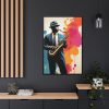 14098211386858952097_2048.jpeg Abstract Saxophone Jazz Player Art Framed Canvas