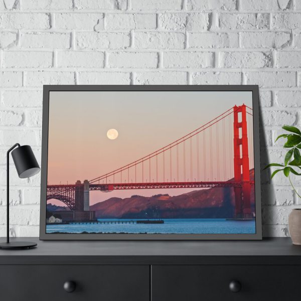 14190169473294102642_2048.jpeg Full Moon Over Golden Gate Bridge Framed Poster