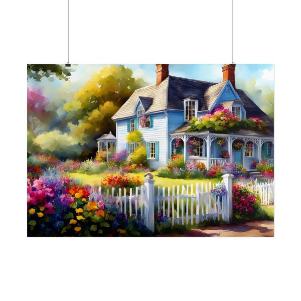 14225223254879252389_2048.jpeg Cottage With Flower Garden Poster