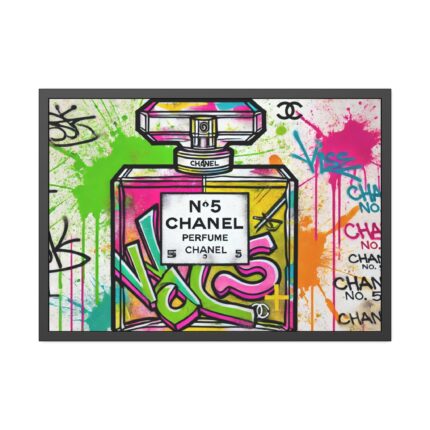 Graffiti-Style Artwork of Chanel No. 5 Perfume Bottle Framed Poster