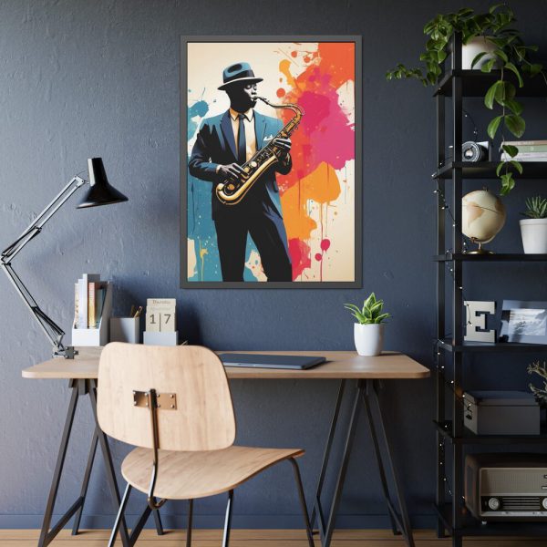 15039263008289266655_2048.jpeg Abstract Saxophone Jazz Player Art Framed Poster