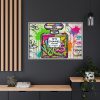 Graffiti-Style Artwork of Chanel No. 5 Perfume Bottle Framed Canvas