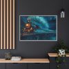 Steam Locomotive On A Bridge Framed Canvas