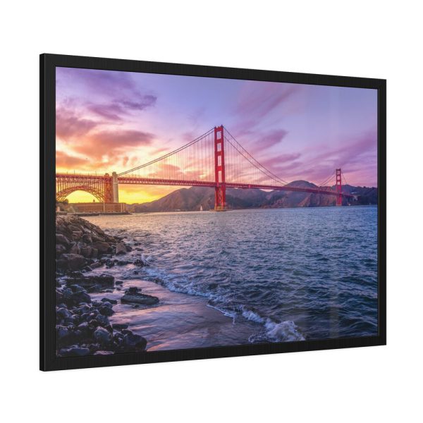 Sunset Over Golden Gate Bridge Framed Poster