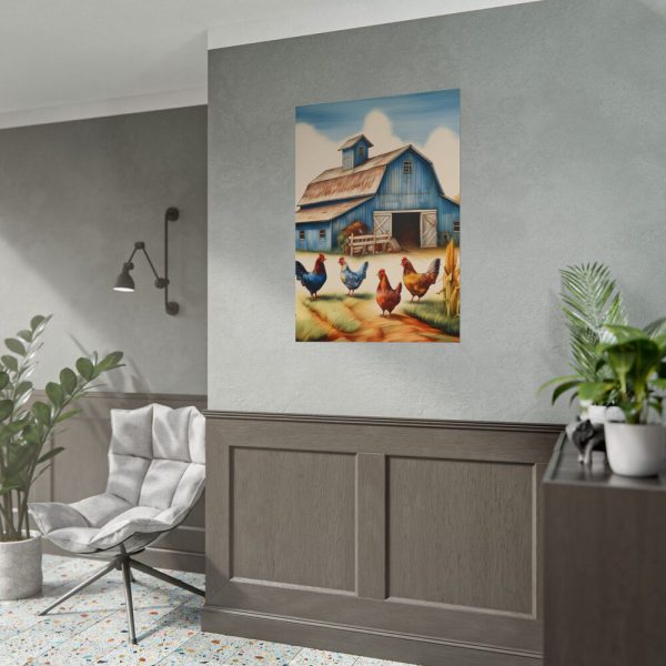 Barn Farm With Chickens Poster