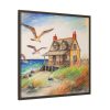 Summer Seaside Cottage Framed Canvas