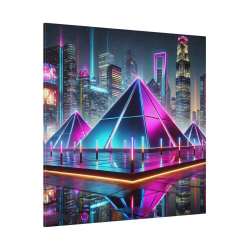 Pyramids Illuminated by Neon Lights Standard Canvas