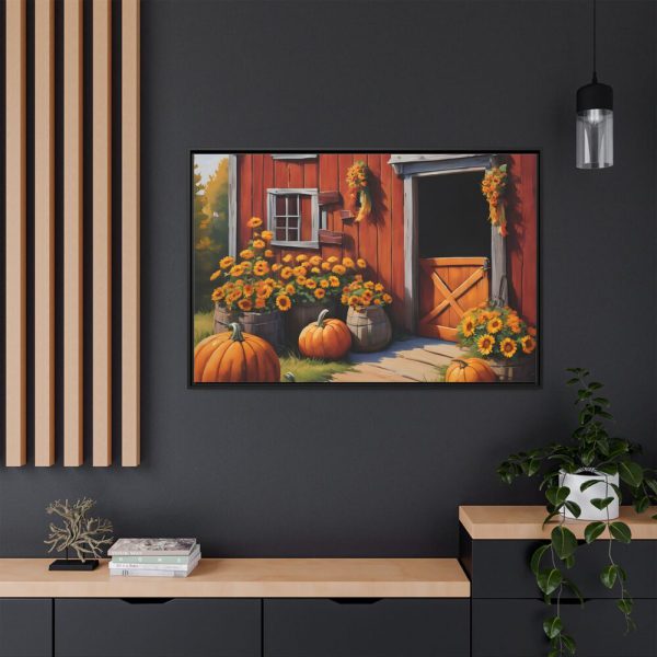 16024822268119680821_2048.jpeg Barn Pumpkin Flowers Autumn Framed Canvas