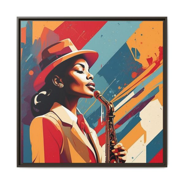 16135435616564931655_2048.jpeg Beautiful Black Woman Jazz Musician Framed Canvas