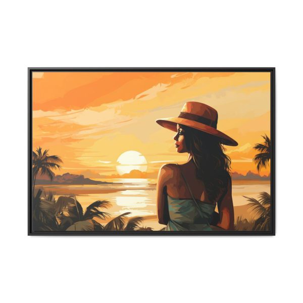 Beautiful Vintage Woman Beach Art Framed Canvas