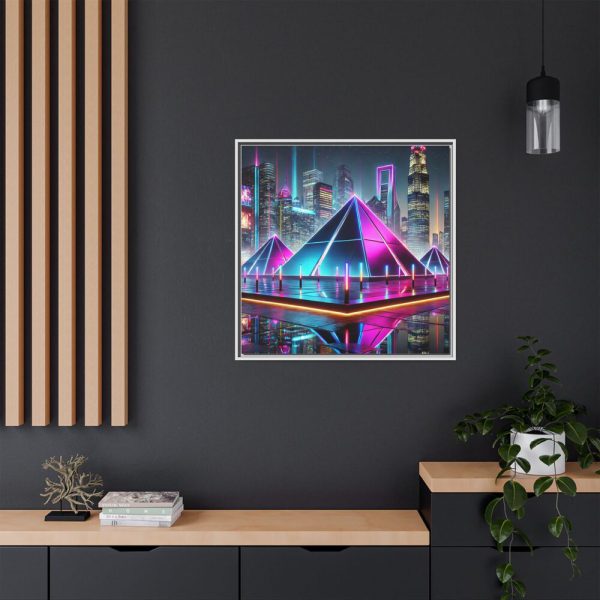 16822886609943343645_2048.jpeg Pyramids Illuminated by Neon Lights Framed Canvas
