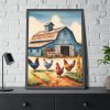 Barn Farm With Chickens Framed Poster