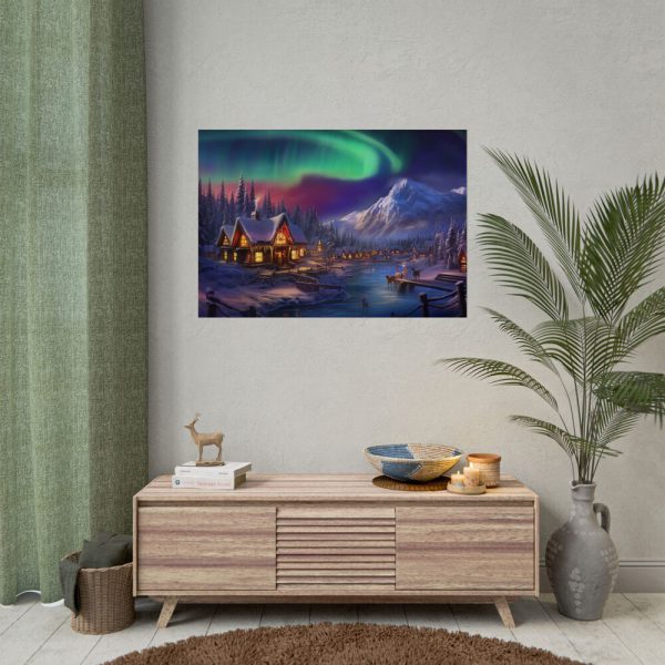16921784479957245149_2048.jpeg Cottage In Winter With Northern Lights Poster